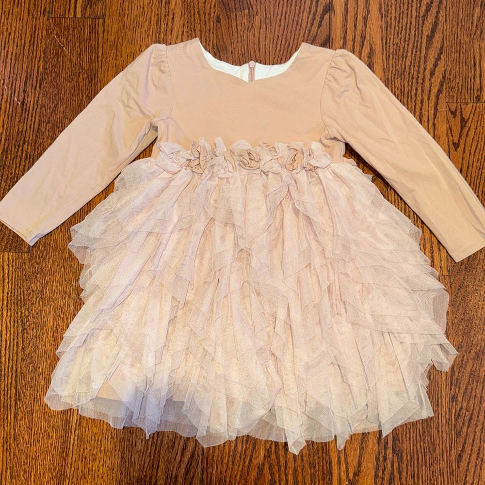 Isobella & Chloe tan ruffle tulle dress - size 4